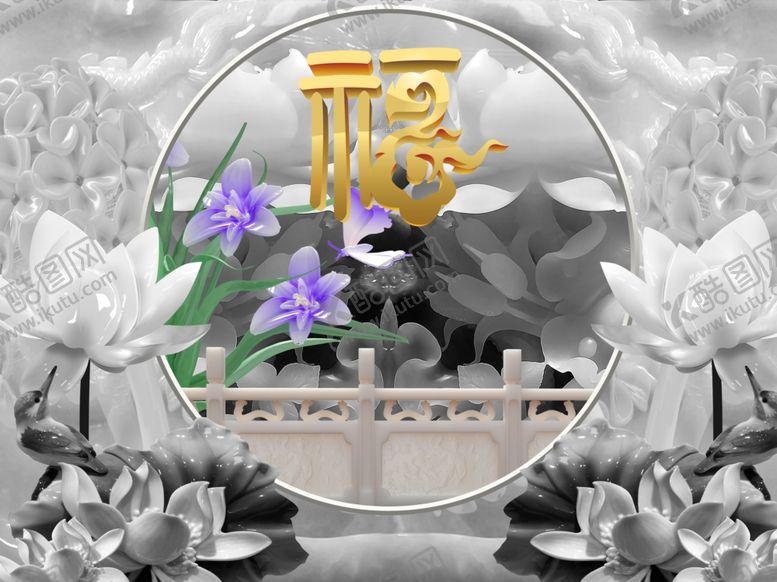 编号：10802807020223024545【酷图网】源文件下载-3D玉雕背景墙