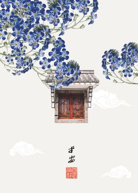 新中式艺术玻璃图画芯床头画