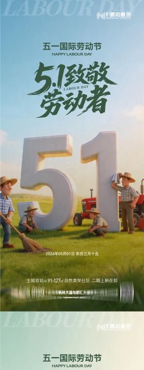 地产五一劳动节3D系列海报