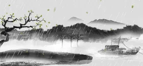 水墨山水画国装饰墙纸