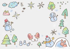 卡通可爱冬日雪人元素