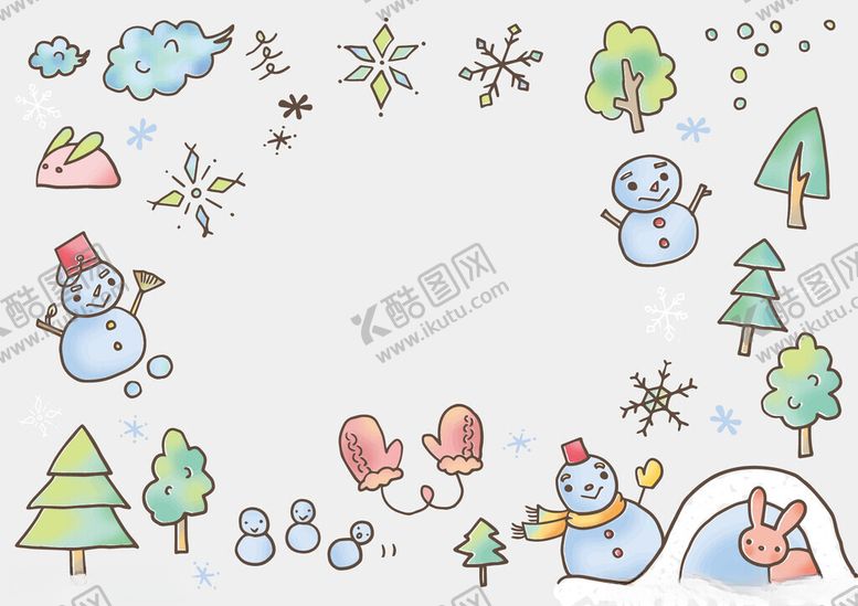 编号：70204009302153553100【酷图网】源文件下载-冬日雪人森林可爱插画