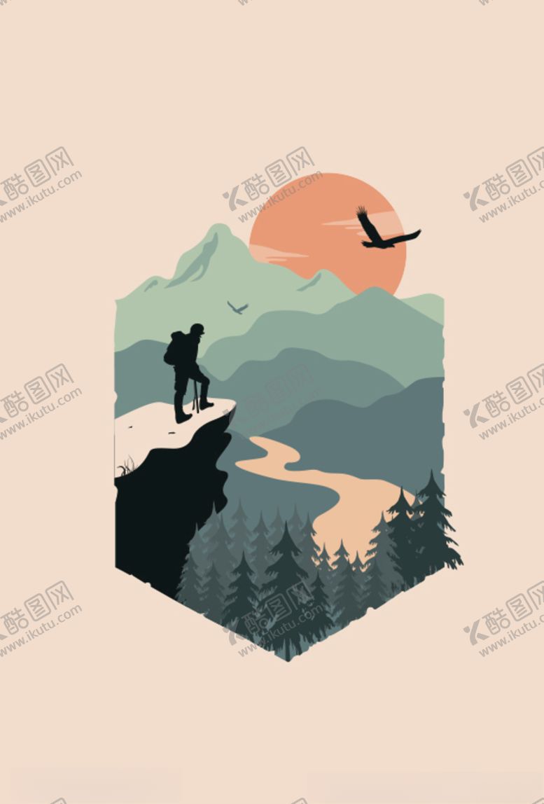 编号：40875006260414096566【酷图网】源文件下载-矢量风景插画登山者