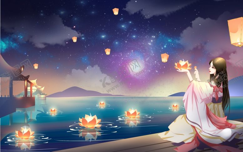 编号：58016209300420407014【酷图网】源文件下载-中元节国风古风背景海报素材