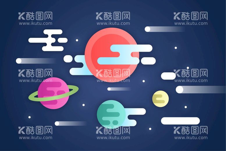 编号：51392709140942594072【酷图网】源文件下载-插画星球宇宙元素航天图标火箭