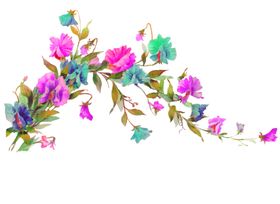 鲜花素材彩色纺织印勿忘我百合