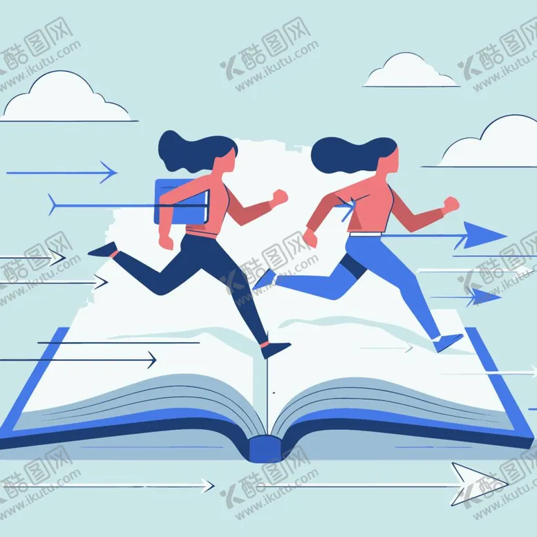 编号：23243112061728008850【酷图网】源文件下载-奔跑在书上创意插画