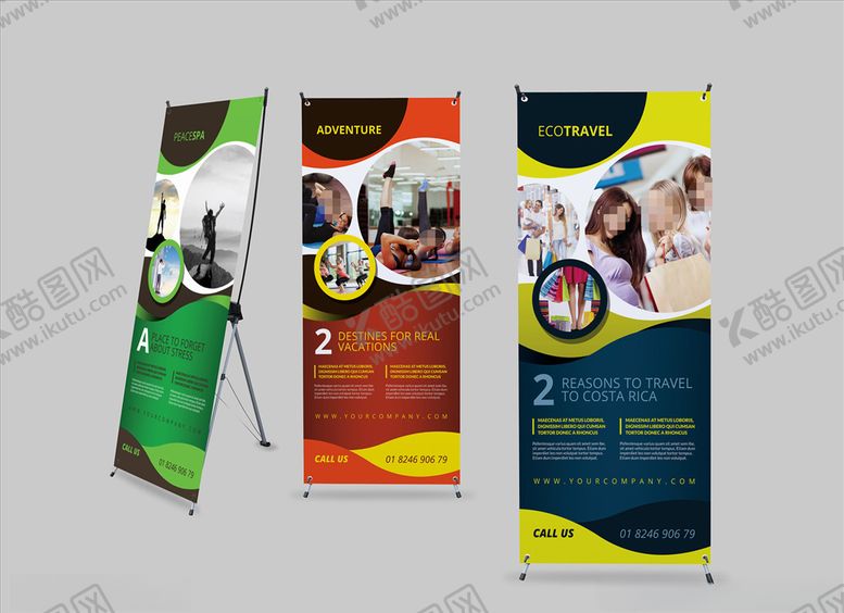 编号：12030009190449401250【酷图网】源文件下载-三色商场购物门口易拉宝