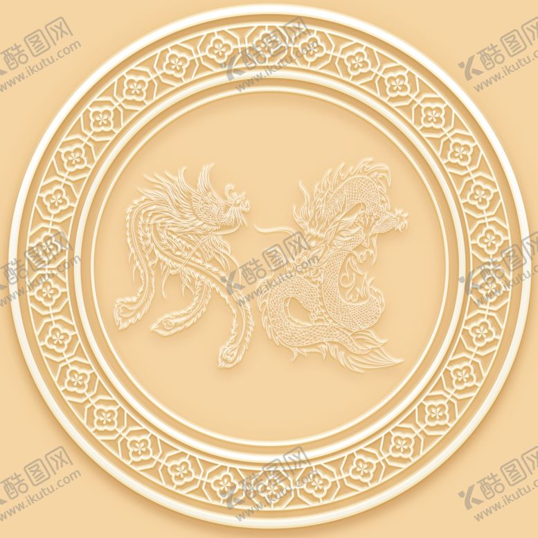 编号：62328209180640095672【酷图网】源文件下载-吊顶天花玉雕龙凤呈祥