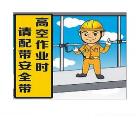 安全标识牌警示牌工地漫画
