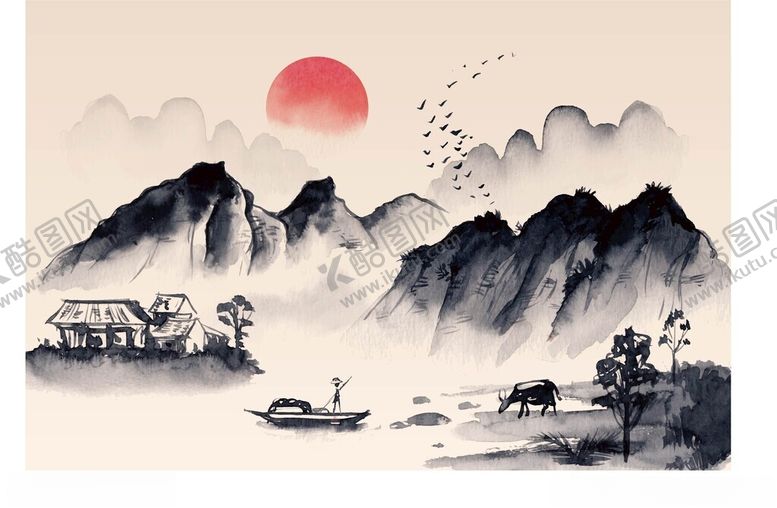 编号：61624002191458405028【酷图网】源文件下载-矢量山水