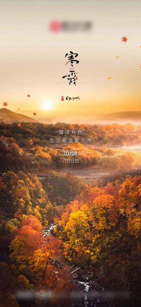 寒露节气海报意境二十四风景简约