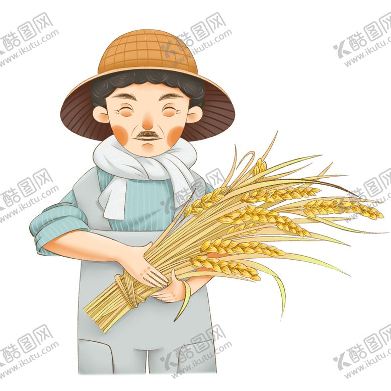 编号：49312704290515453256【酷图网】源文件下载-抱麦子的老农
