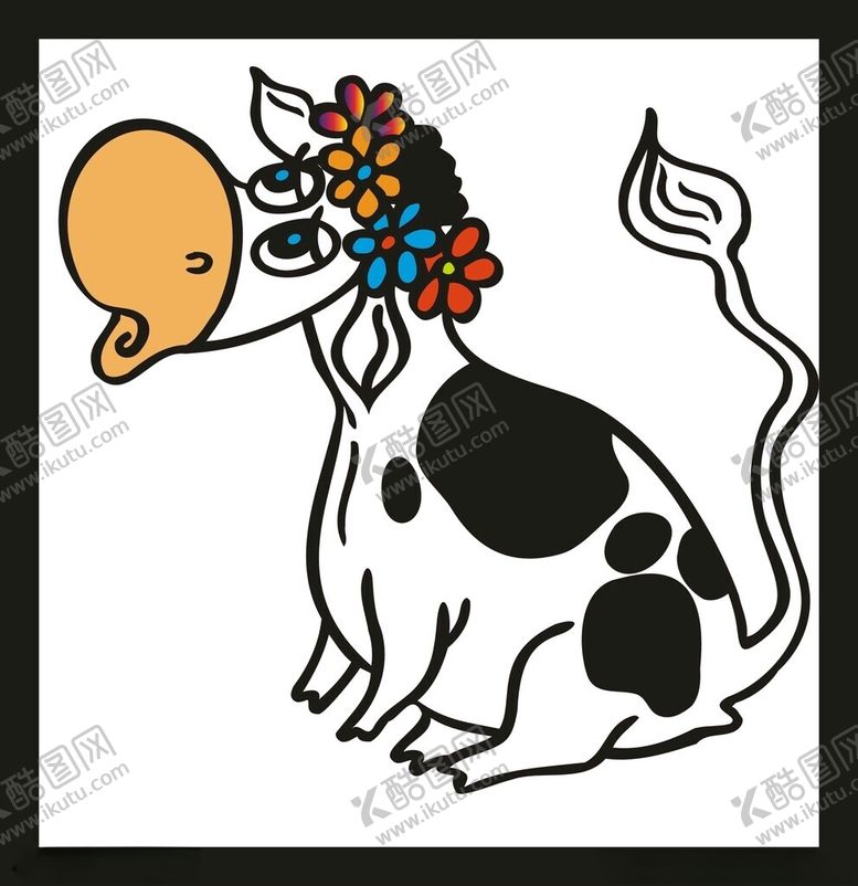 编号：60571302240021328106【酷图网】源文件下载-手绘卡通小牛