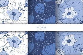 蓝白雏菊图案设计素材