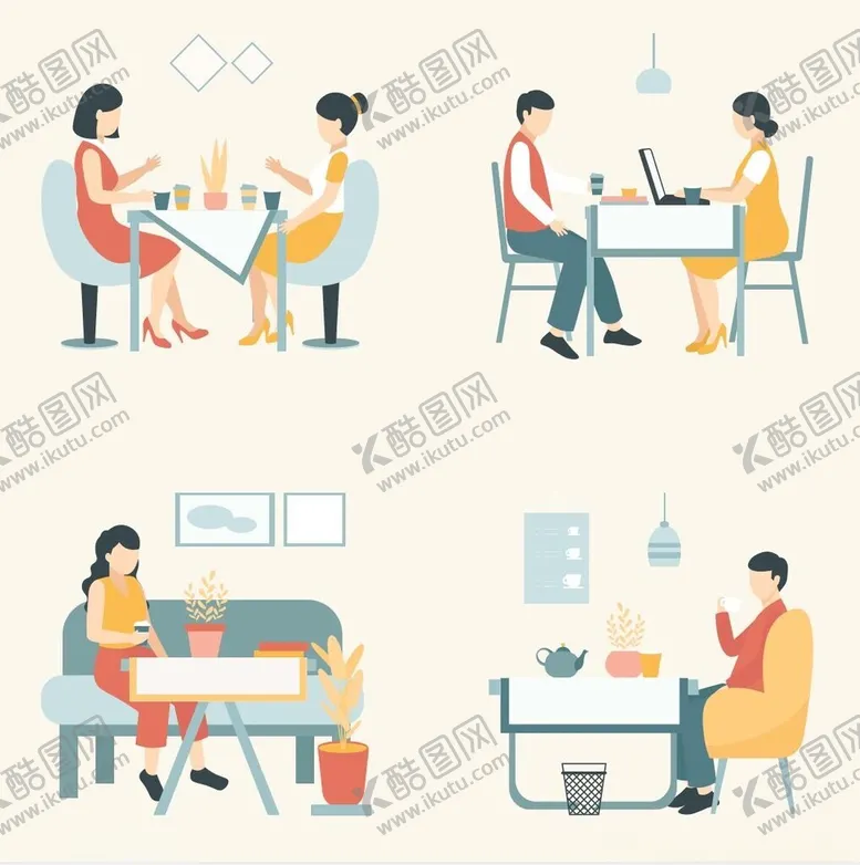 编号：79433306231444564219【酷图网】源文件下载-多样居家办公场景插画
