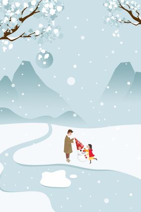 父女堆雪人