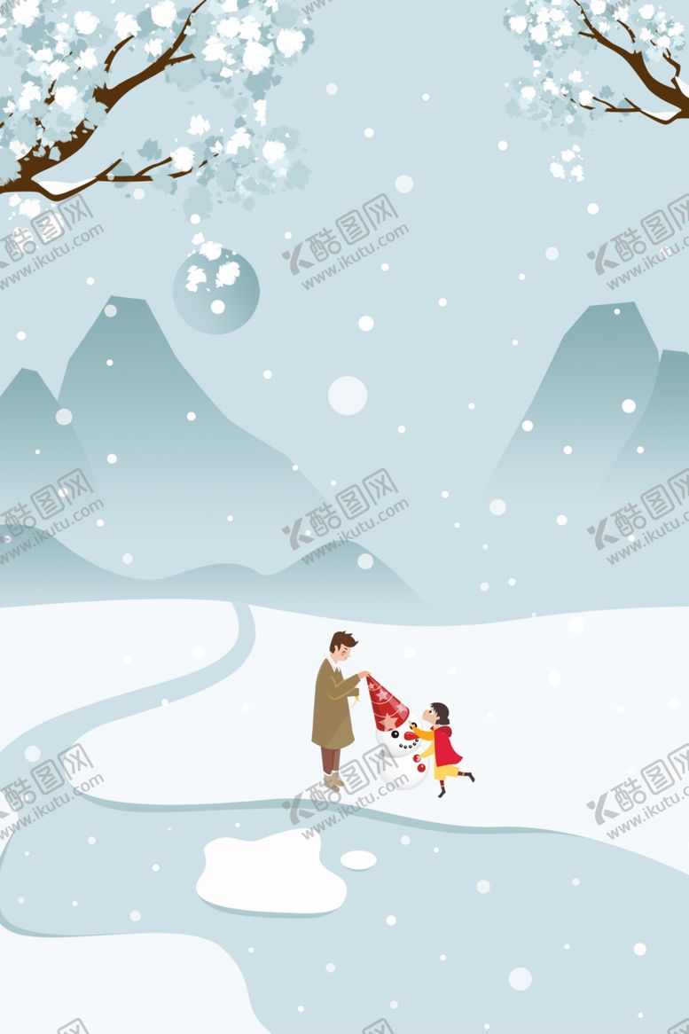 编号：70428704171021559053【酷图网】源文件下载-父女堆雪人