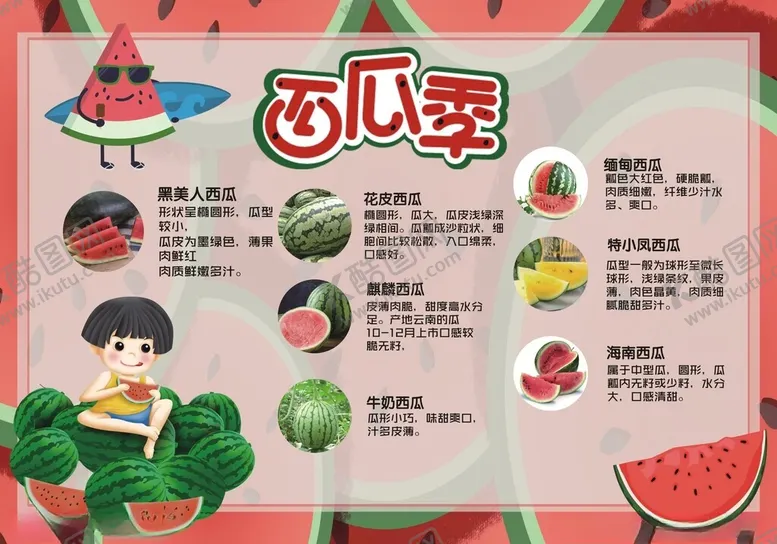 编号：30782306292254383410【酷图网】源文件下载-西瓜季美食与知识介绍