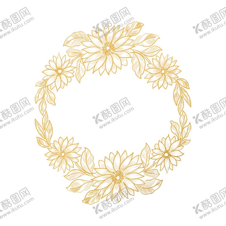 编号：93343701200606417972【酷图网】源文件下载-植物金色边框花环