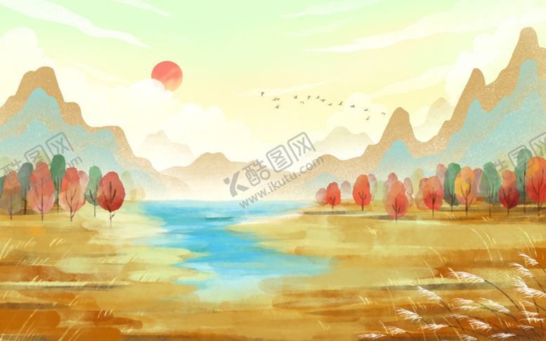 编号：10934110310328021488【酷图网】源文件下载-秋天户外插画