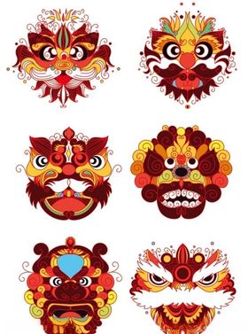 狮子头喜庆图腾可爱卡通