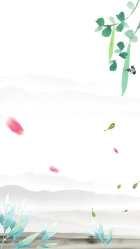 手绘古风插画背景图片水墨山水山水展板