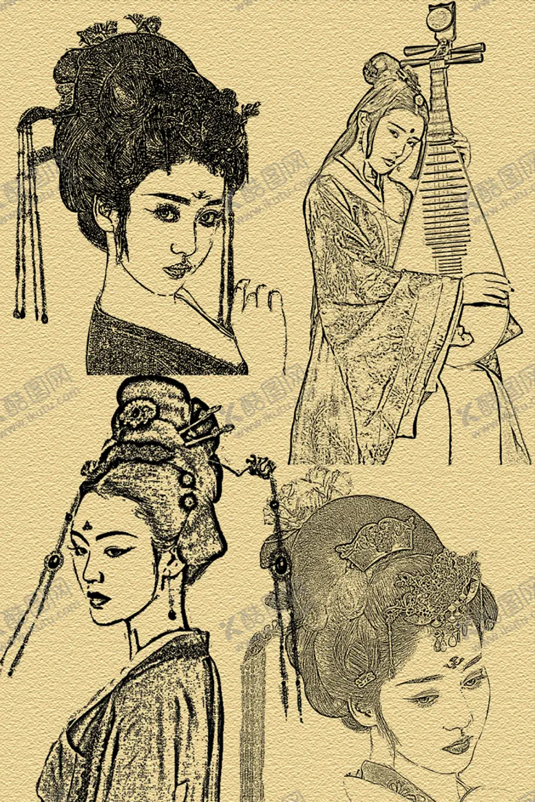编号：19037409221036118094【酷图网】源文件下载-古典美女分层图