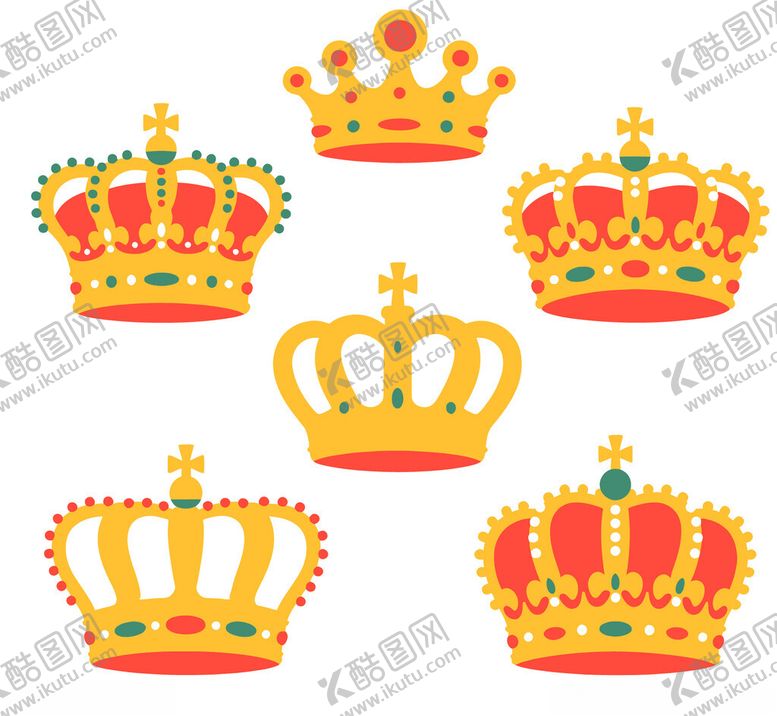 编号：19261609212131431438【酷图网】源文件下载-多彩华丽皇冠插画
