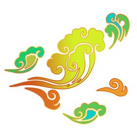 国潮渐变手绘云朵
