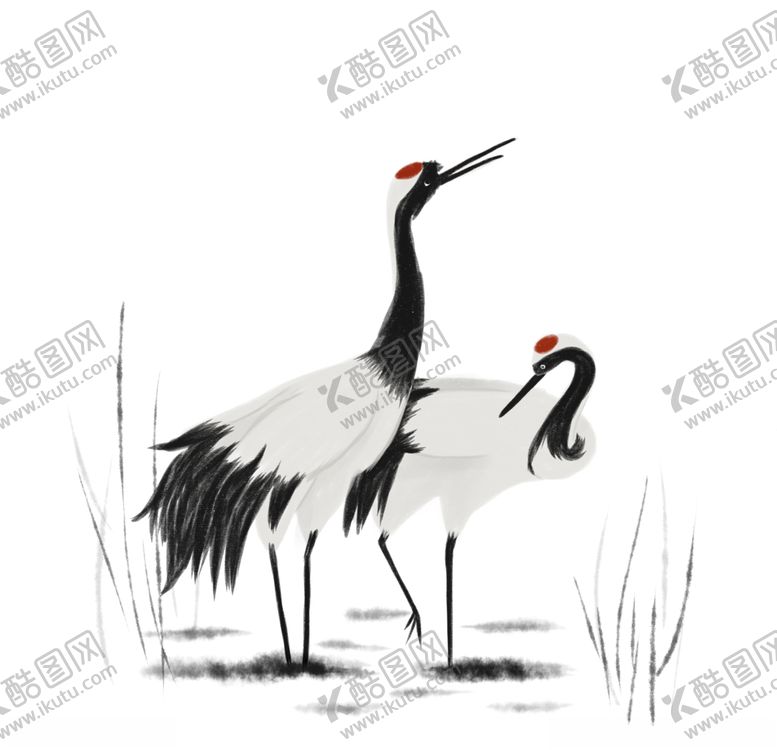 编号：45390710031530592433【酷图网】源文件下载-水墨仙鹤
