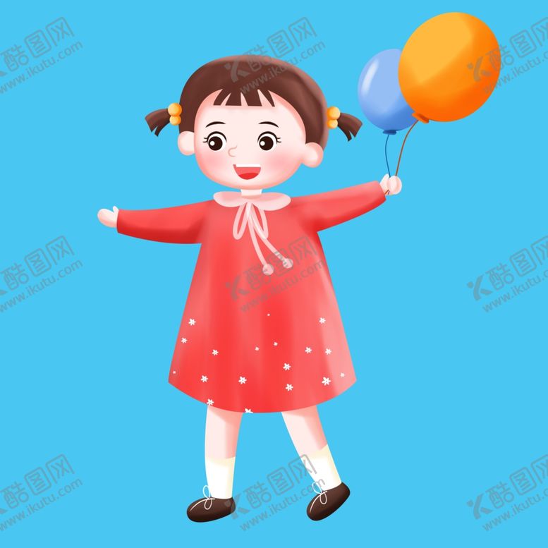 编号：87093710300812305786【酷图网】源文件下载-儿童节之手绘卡通拿着气球玩耍的