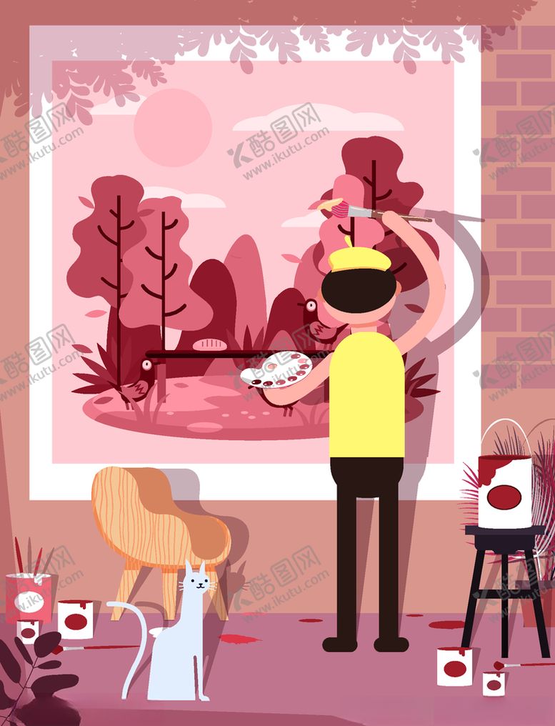 编号：83764309182037396195【酷图网】源文件下载-创意绘画男子