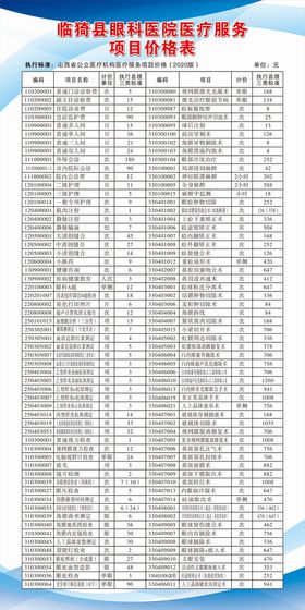 项目价格表