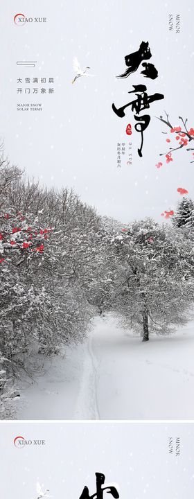 小雪大雪节气中式海报