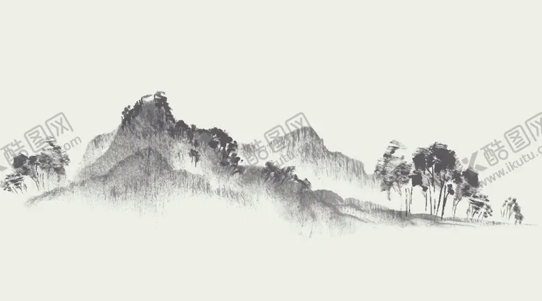 编号：13726602080401183720【酷图网】源文件下载-矢量中国风山树画