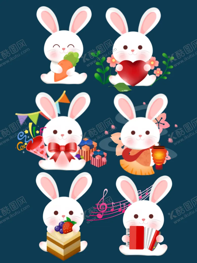 编号：61328010050655175427【酷图网】源文件下载-中秋节玉兔打卡通矢量图