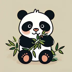 可爱卡通熊猫国宝竹子印花