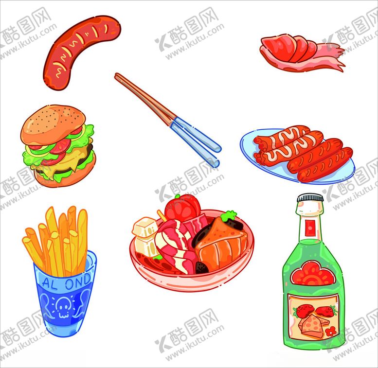编号：46004601311327441552【酷图网】源文件下载-手绘美食插画图片