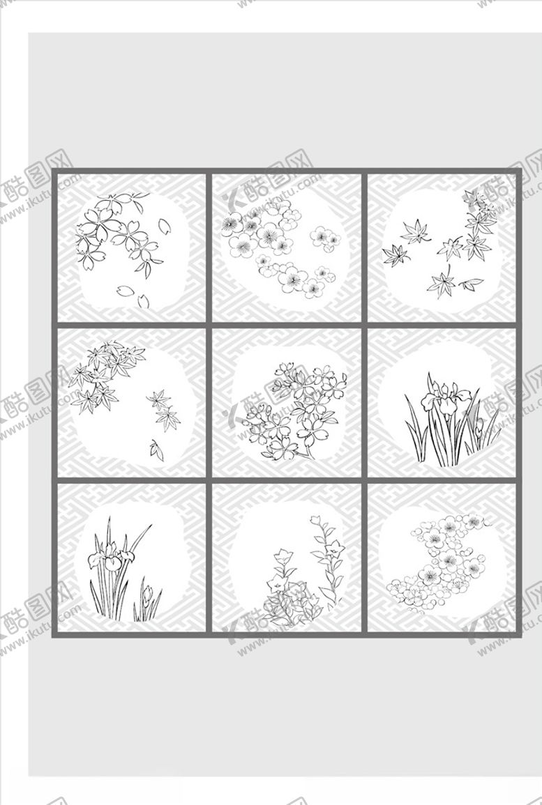 编号：22561707141331309665【酷图网】源文件下载-线描花朵