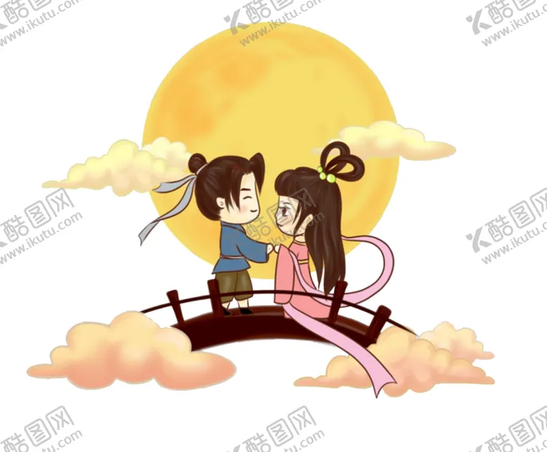 编号：59610407020723427512【酷图网】源文件下载-七夕卡通牛郎织女免抠素材