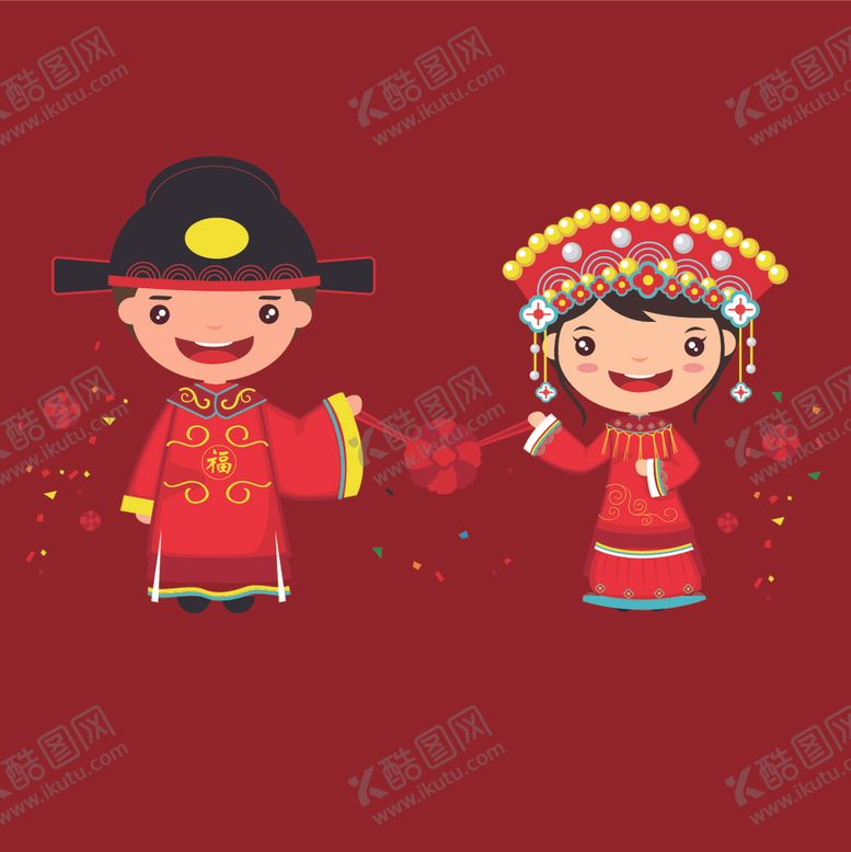 编号：15458710021322336955【酷图网】源文件下载-婚庆男女卡通形象设计