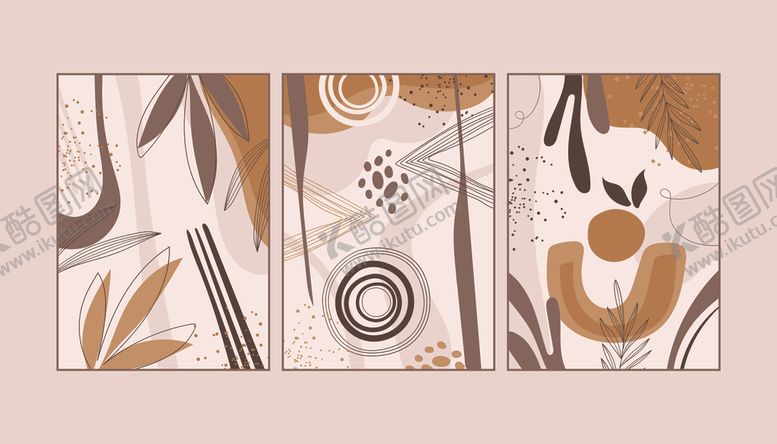 编号：85115610062302453370【酷图网】源文件下载-抽象几何植物图案插画