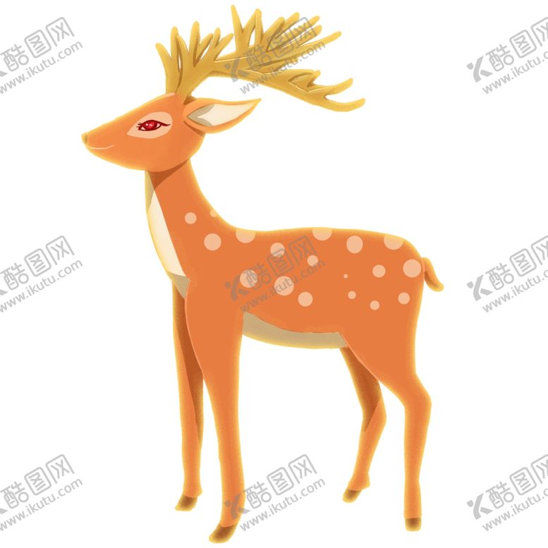 卡通小鹿矢量梅花草丛动物园