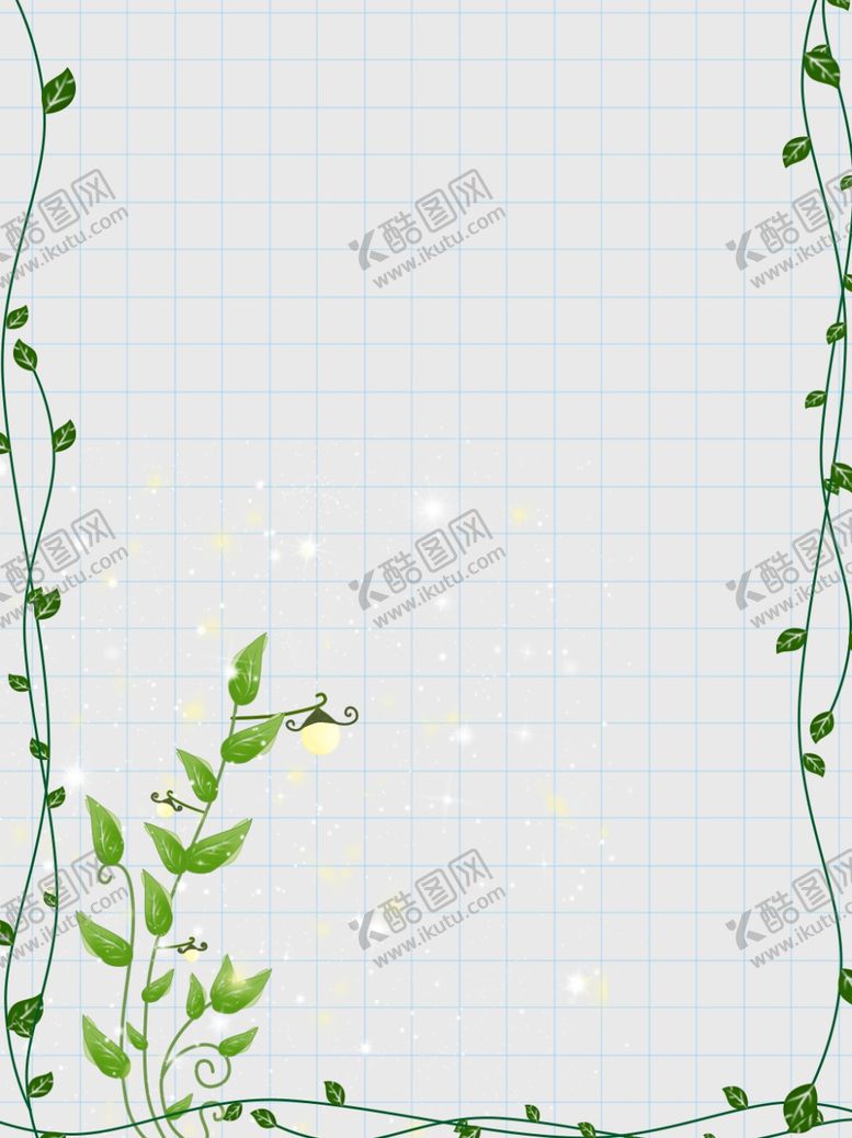 编号：18867309191646509186【酷图网】源文件下载-小清新网格简单植物边框背景