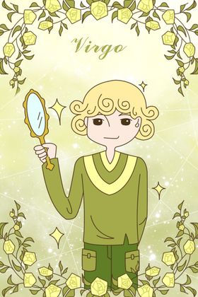 手绘小王子与玫瑰之处女座插画
