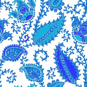 蓝白佩斯利花纹图案