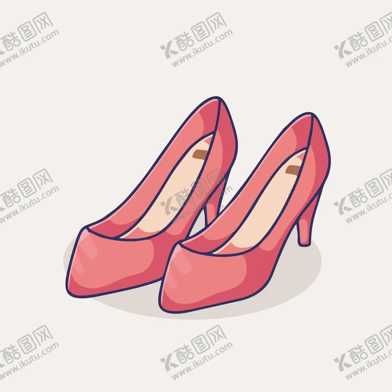 编号：76868002022309351127【酷图网】源文件下载-可爱红色高跟鞋矢量卡通插画