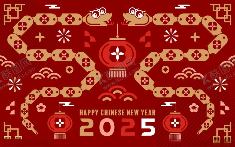 编号：32316103082329122467【酷图网】源文件下载-蛇年新春插画