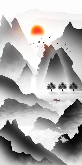 水墨素材毛笔画素材墨迹素材
